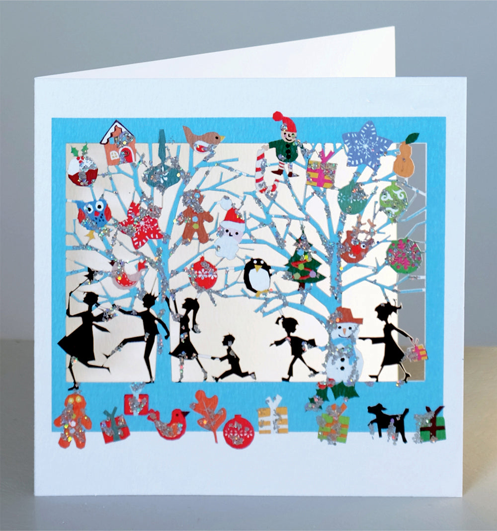 Decorated Trees - Glitter - Christmas Card - Blank - XPM027
