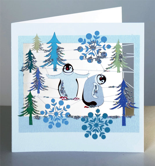 Baby Penguins - Glitter - Christmas Card - Blank - XPM033