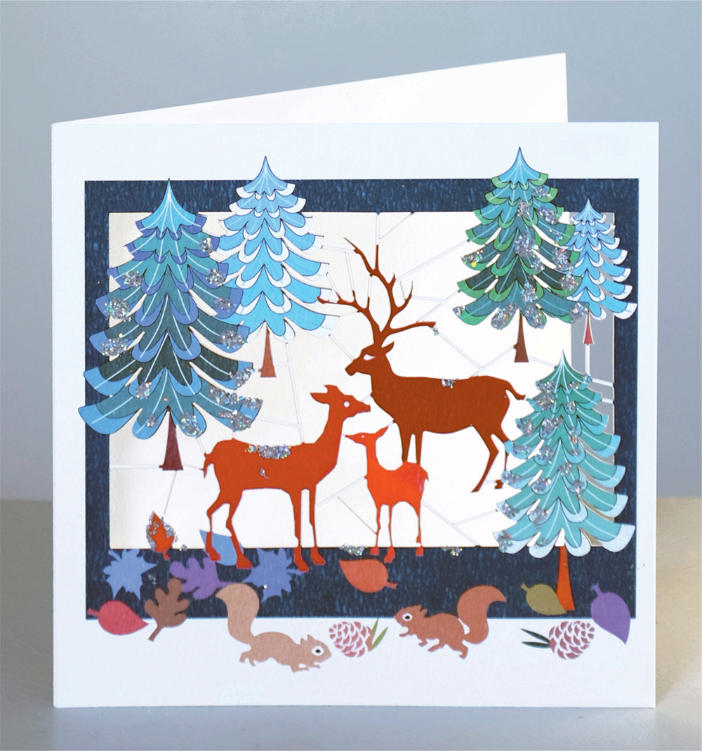 Deer Family - Glitter - Christmas Card - Blank - XPM038