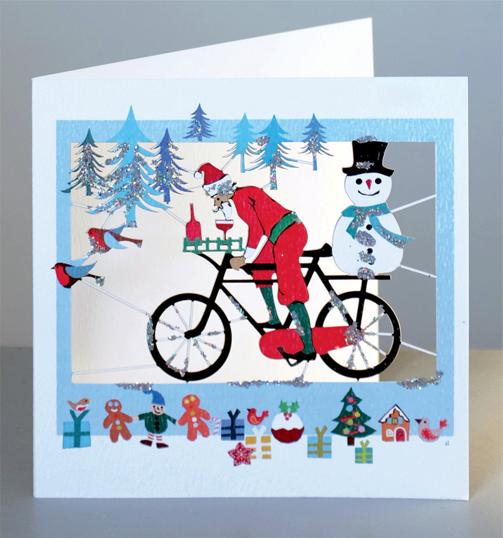 Father Christmas and Snowman - Glitter - Christmas Card - Blank - XPM040