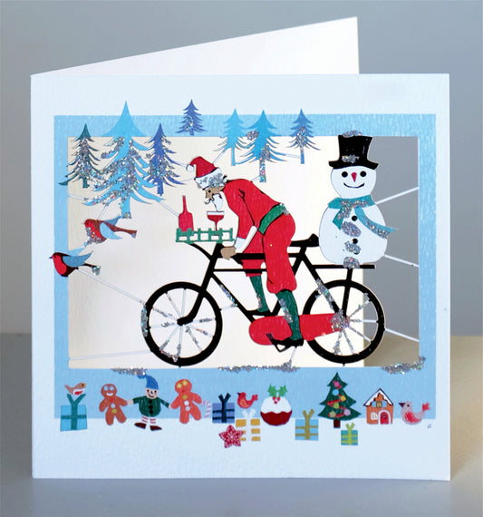 Father Christmas and Snowman - Glitter - Christmas Card - Blank - XPM040