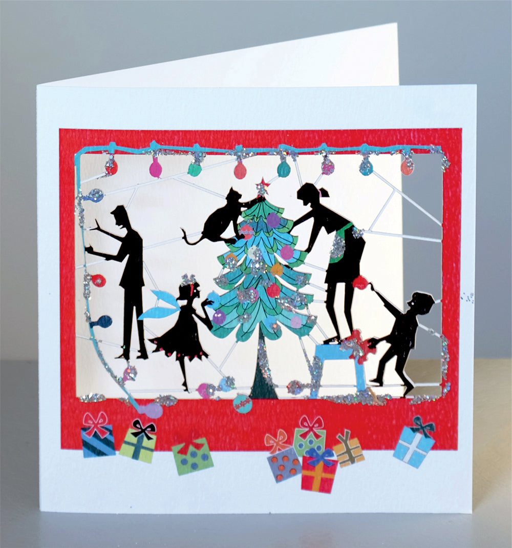 Decorating the Christmas Tree - Glitter - Christmas Card - Blank - XPM044